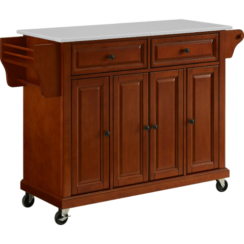 Kitchen Cart in Cherry Finish w/ White Granite Top