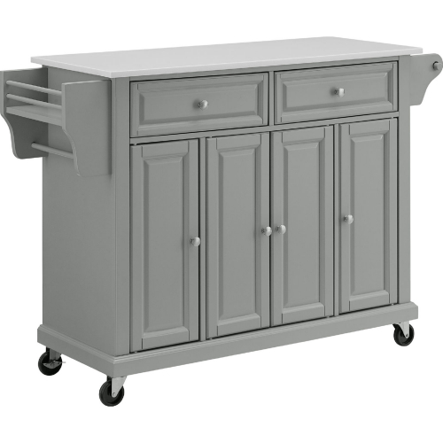 Kitchen Cart in Gray Finish w/ White Granite Top