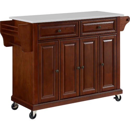 Kitchen Cart in Mahogany Finish w/ White Granite Top