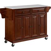 Kitchen Cart in Mahogany Finish with White Granite Top