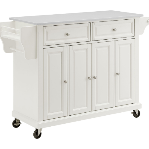 Kitchen Cart in White Finish w/ White Granite Top