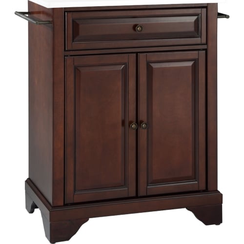 Lafayette Portable Kitchen Island Cart in Mahogany Finish w/ White Granite Top