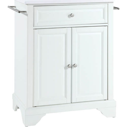 Lafayette Portable Kitchen Island Cart in White Finish w/ White Granite Top