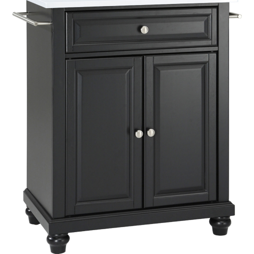 Cambridge Portable Kitchen Island Cart in Black w/ White Granite Top