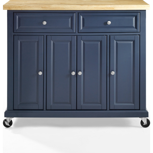 Madison Kitchen Cart in Navy Blue Finish w/ Butcher Block Top