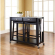 Kitchen Cart Island in Black Finish with 24" Black Leatherette Saddle Stools