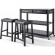 Kitchen Cart Island in Black Finish with 24" Black Leatherette Saddle Stools