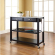 Kitchen Prep Cart Island in Black Finish with Stainless Steel Top