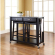 Kitchen Prep Cart in Black Finish with Gray Granite & 24" Black Leatherette Stools