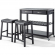 Kitchen Prep Cart in Black Finish with Gray Granite & 24" Black Leatherette Stools