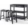 Kitchen Cart Island in Black Finish with Black Granite Top & 24" Black Leatherette Stools