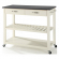 Kitchen Prep Cart Island in White with Solid Black Granite Top