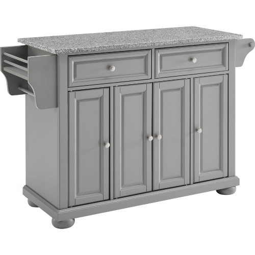 Alexandria Kitchen Island in Vintage Grey Finish w/ Salt & Pepper Granite Top