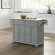 Alexandria Kitchen Island Cart in Gray Finish with White Granite Top