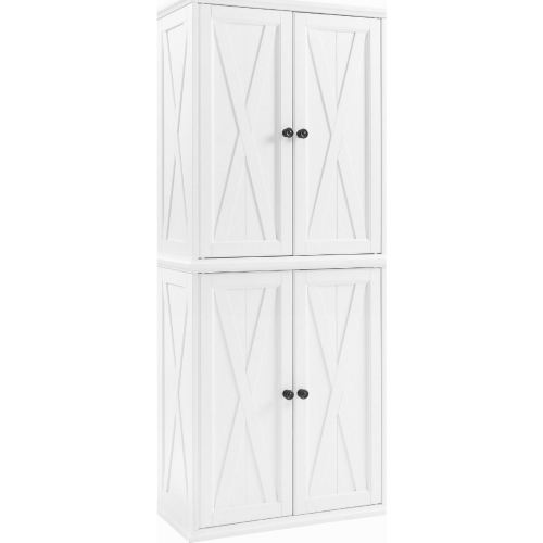 Clifton Tall Pantry Cabinet in Distressed White Finish