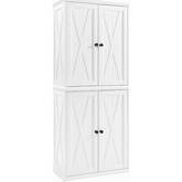 Clifton Tall Pantry Cabinet in Distressed White Finish