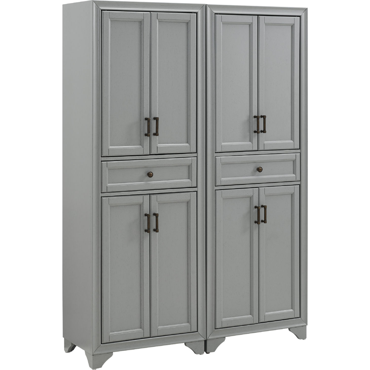 Crosley KF33005GY Tara 2 Pantry Cabinet Set In Distressed Gray Finish   KF33005GY N1 