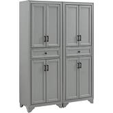 Tara 2 Pantry Cabinet Set in Distressed Gray Finish