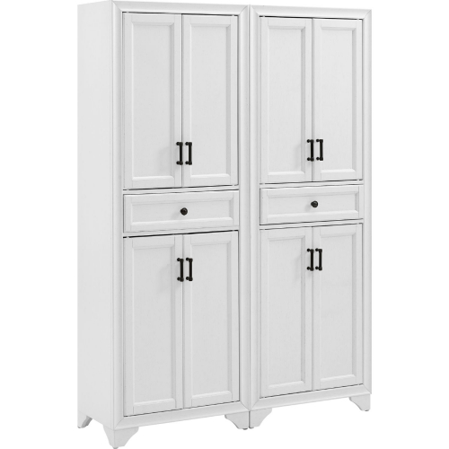 Tara 2 Pantry Cabinet Set in Distressed White Finish