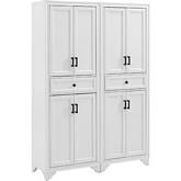 Tara 2 Pantry Cabinet Set in Distressed White Finish