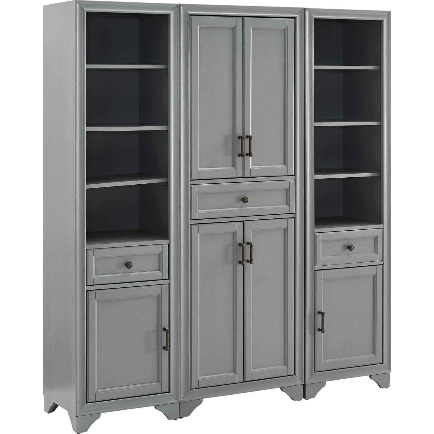 Crosley KF33006GY Tara 3 Piece Pantry Cabinet 2 Linen Cabinets Set In   KF33006GY N1 