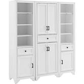 Tara 3 Piece Pantry Cabinet & 2 Linen Cabinets Set in Distressed White