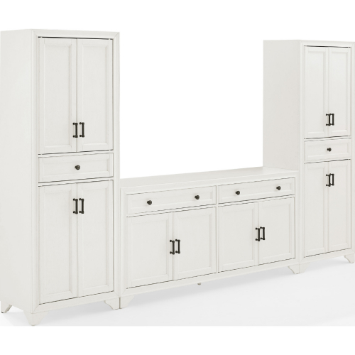 Tara 3 Piece Entertainment Center in Distressed White Finish