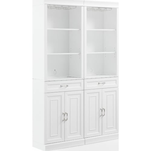 Stanton Bar Cabinet in White Finish Wood (Set of 2)