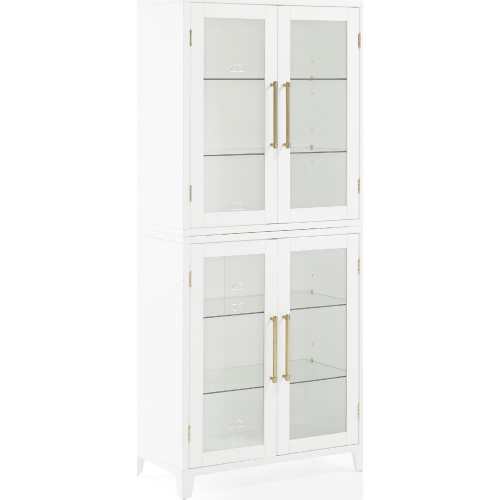 Roarke Glass Door Kitchen Pantry Storage Cabinet White