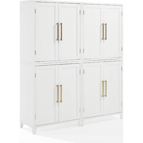 Roarke Kitchen Pantry Storage Cabinet Set White (Set of 2)