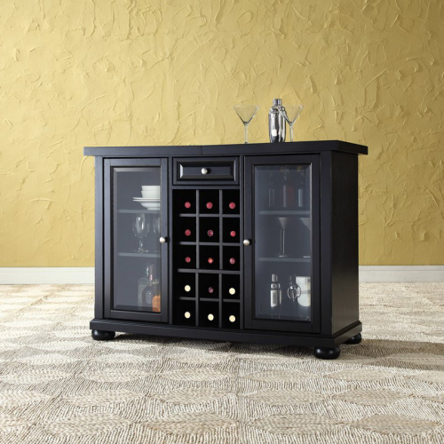 Alexandria Sliding Top Bar Cabinet in Black Finish