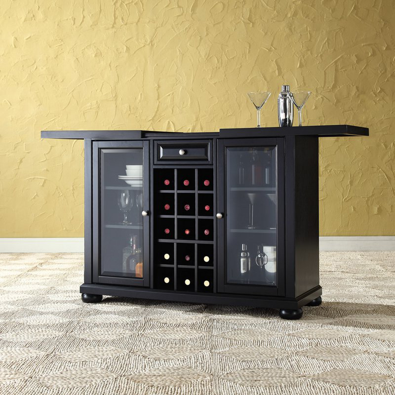 Crosley KF40002ABK Alexandria Sliding Top Bar Cabinet in Black