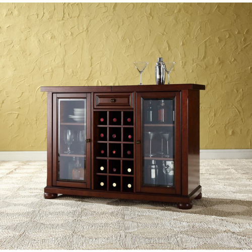 Alexandria Sliding Top Bar Cabinet in Vintage Mahogany Finish