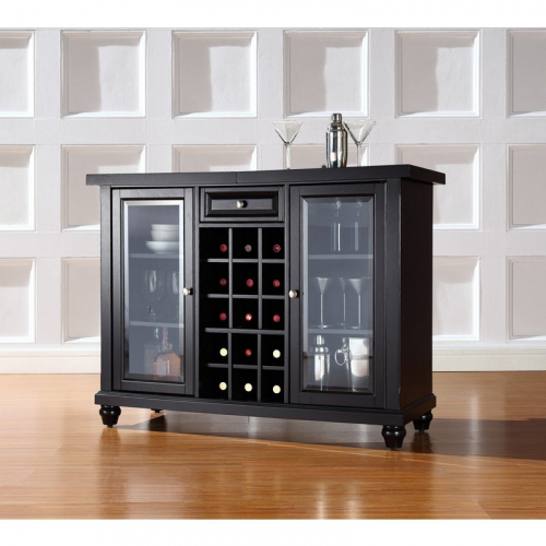 Cambridge Sliding Top Bar Cabinet in Black Finish