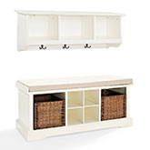 Brennan 2 Piece Entryway Bench & Shelf Set in White Finish