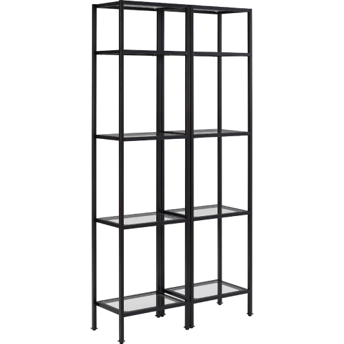 Aimee Etagere Bookcase in Bronze Steel & Glass (Set of 2)