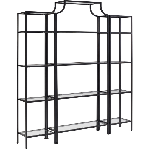 Aimee 3 Piece Etagere Bookcase Set in Bronze Steel & Tempered Glass