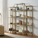 Aimee 3 Piece Etagere Bookcase Set in Antique Gold Finish & Tempered Glass