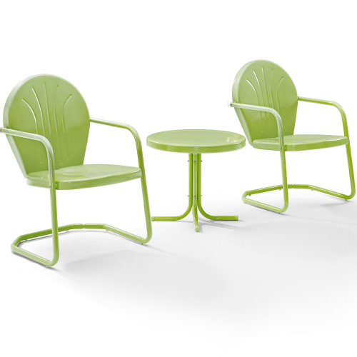 Griffith 3 Piece Outdoor Set: 2 Chairs & Side Table Set in Key Lime Metal