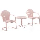 Tulip 2 Piece Outdoor 2 Arm Chair & Side Table Set in Pastel Pink Gloss