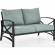 Kaplan Outdoor Loveseat in Oiled Bronze Steel with Mist Cushions