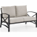 Kaplan Outdoor Loveseat in Oiled Bronze Steel with Oatmeal Cushions