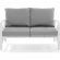 Kaplan Outdoor Loveseat in White Steel with Grey Cushions