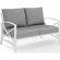 Kaplan Outdoor Loveseat in White Steel with Grey Cushions