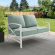 Kaplan Outdoor Loveseat in White Steel & Mist Cushions