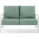 Kaplan Outdoor Loveseat in White Steel & Mist Cushions