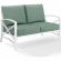 Kaplan Outdoor Loveseat in White Steel & Mist Cushions