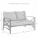 Kaplan Outdoor Loveseat in White Steel & Mist Cushions