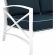 Kaplan Outdoor Loveseat in White Steel with Navy Cushions