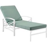 Kaplan Outdoor Chaise Lounge in White Steel & Mist Fabric